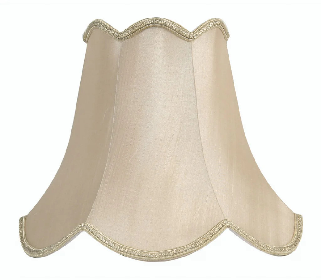 Lampshade Beige 16"" Scallopped Sand Faux Silk 410mm Oaks Lighting S701/16 SA