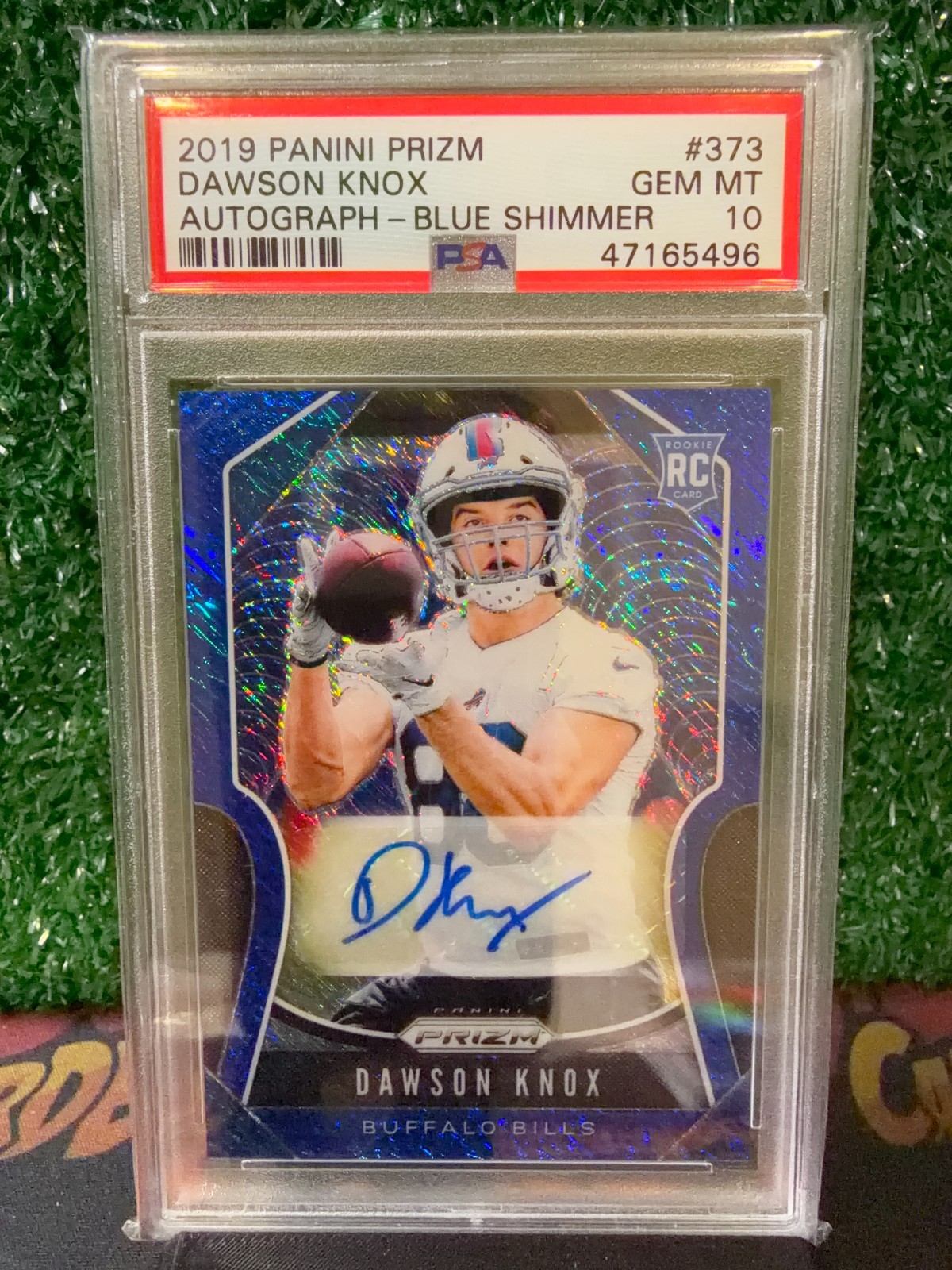 2019 Panini Prizm Dawson Knox Rookie #373 RC Auto Blue Shimmer 10/10 PSA 10