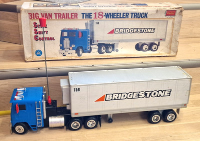 Vintage ALPS Japan 18 Wheeler Hauler Truck 54 cm 21,2 Zoll mit Box seltenes S...
