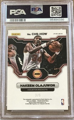 2022 Panini Prizm Hakeem Olajuwon Autograph GOLD /5 AUTO PSA 10