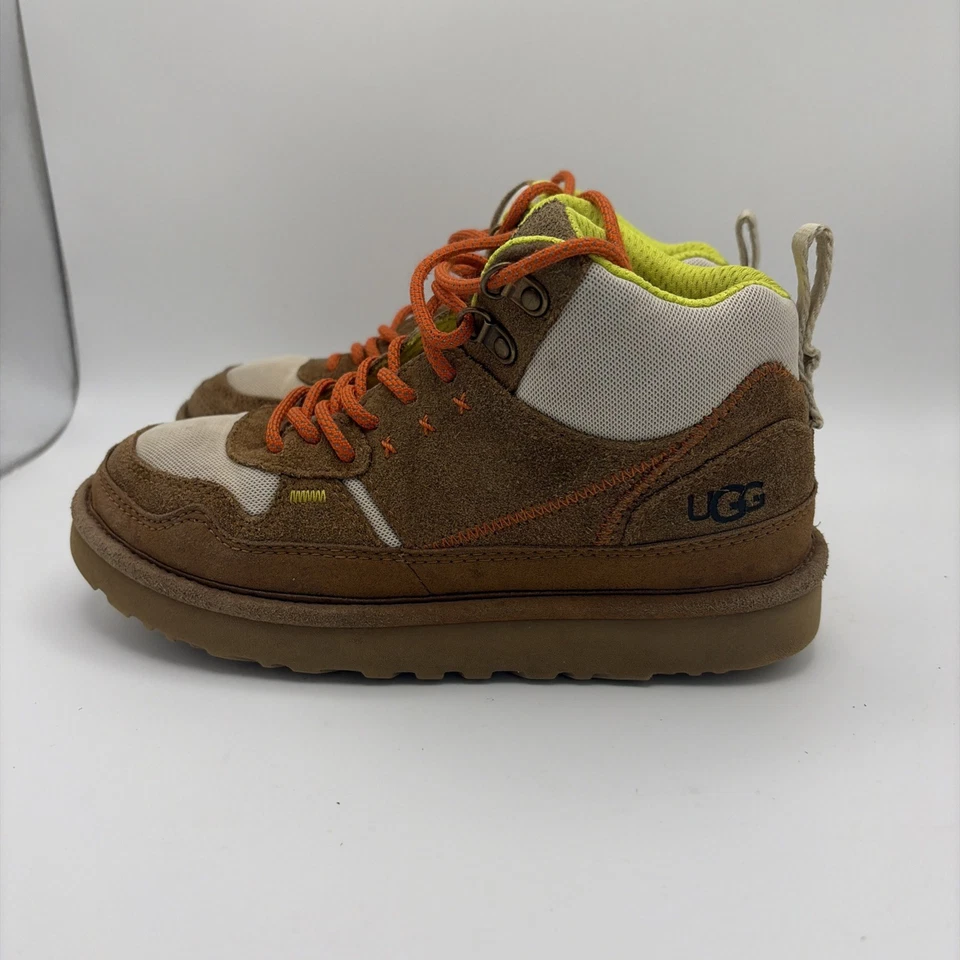 UGG Youth Boys Highland Hi Heritage Boots 6 Chestnut Yellow Orange Suede Winter - Image 3 of 4