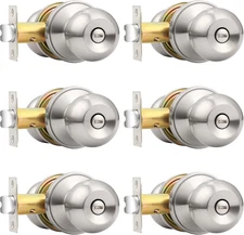 Privacy Interior Door Knobs Bed and Bath Handle Levers Keyless Brushed Nickel Lo