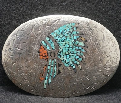 ブローチ XB19140 VINTAGE 1970s *INDIAN CHIED W/ FULL HEADDRESS* ARTWORK