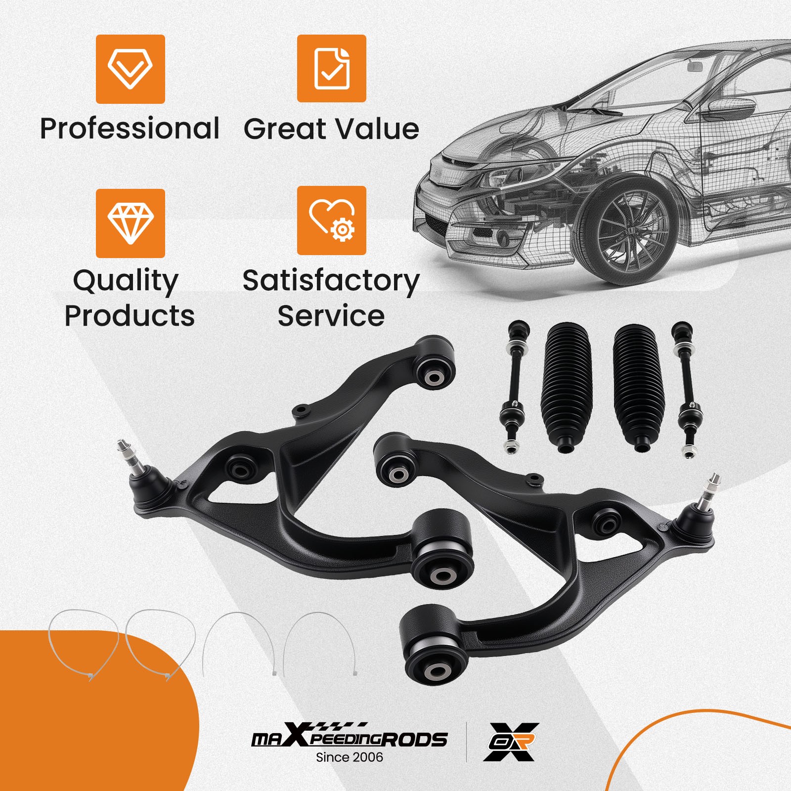 Front Lower Control Arms Ball Joint Sway Bar Link for Dodge Ram 1500 2006-2021