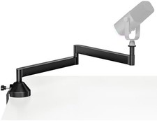 Mic Stand Desk 360 Rotatable Low Profile Mic Boom Arm, Black Desk Mount, Easy