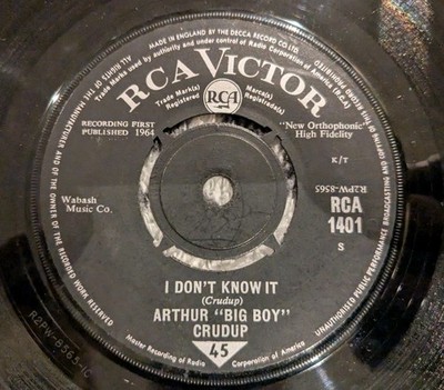 Arthur ''Big Boy'' Crudup - I Don't Know It (7'', Single)