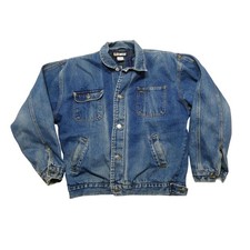 Kidswear Jacket Kids XL Blue Denim Jean Plaid Lined Button Front Pockets
