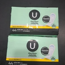 U By Kotex Clean & Secure Ultra Thin Regular Pads 44 Count - LOT of 2