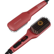 Ceramic Ionic Hair Straightener Brush Fast Heating Anti Scald Dual Voltage
