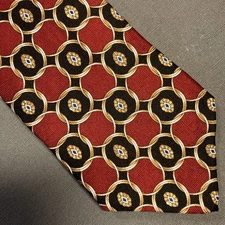 GEOFFREY BEENE Tie Men’s USA Medallion Rings 100% Silk 4" x 56" Red Black Gold