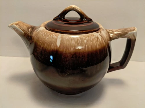 McCOY BROWN DRIP Teapot Tea Pot Glazed Pottery Rustic Kitchen USA vintage