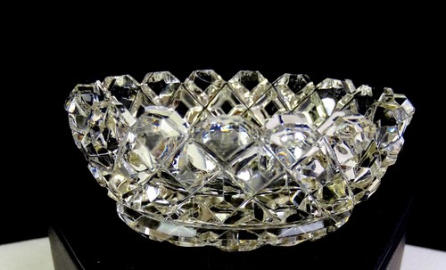 Brilliant Cut Crystal Clear Diamond Cut 2 7/8" Open Oval Salt Dip 1900-1916 - Picture 2 of 9