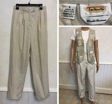 high waisted pants 90s vtg Talbot's beige cotton pleated khaki trousers sz 8