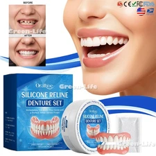 Silicone Denture Set Fit Temporary Orthodontic Teeth Dentures Fake Tooth Oral
