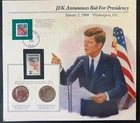 JFK Announces Bid for Presidency 1972 U S 50c Coins And 1964 Stamp(SC0326-111)