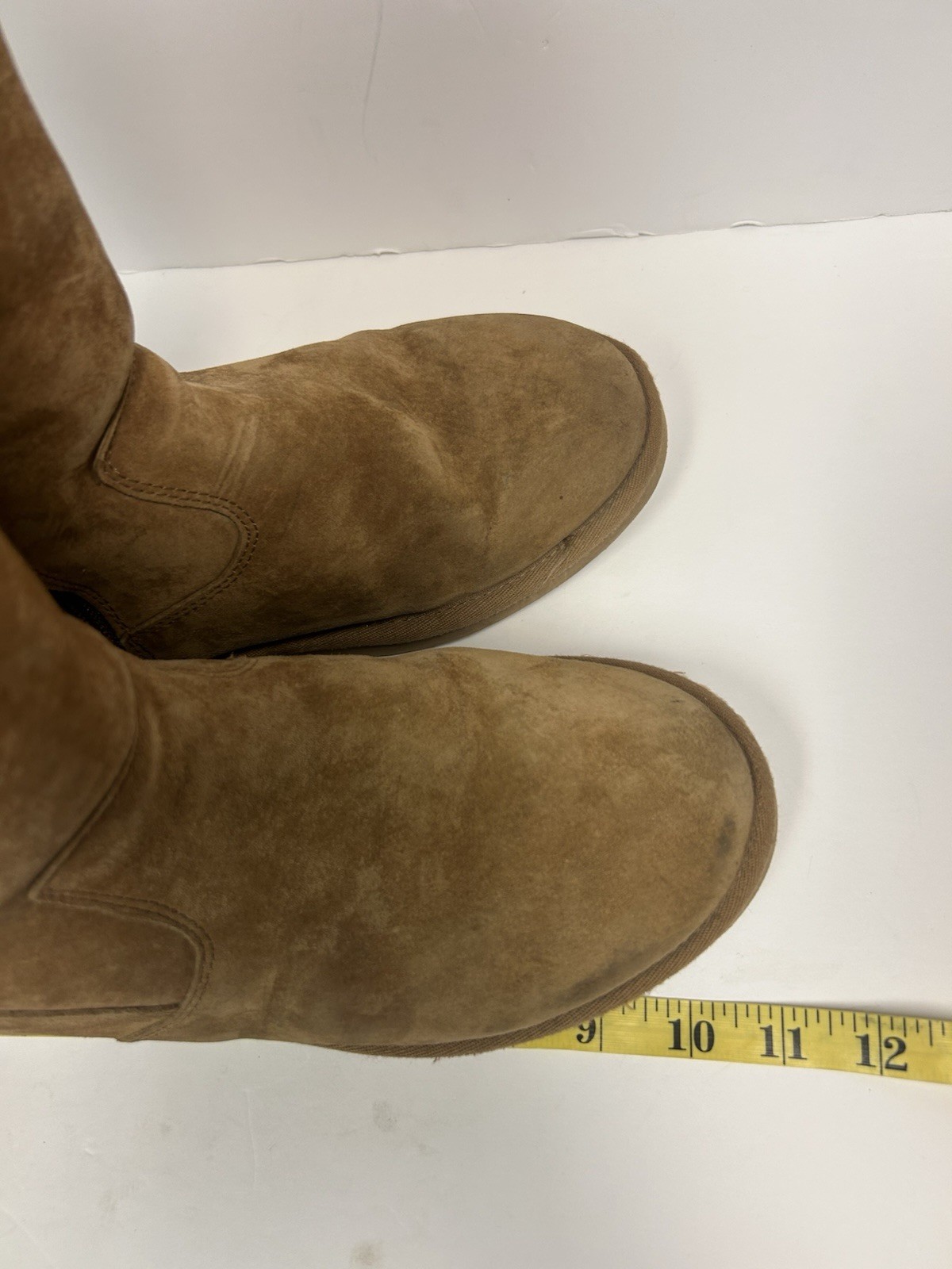 UGG Australia Boots Women 8 Alber Chestnut Suede Tall Zip Up Suede Sheepskin