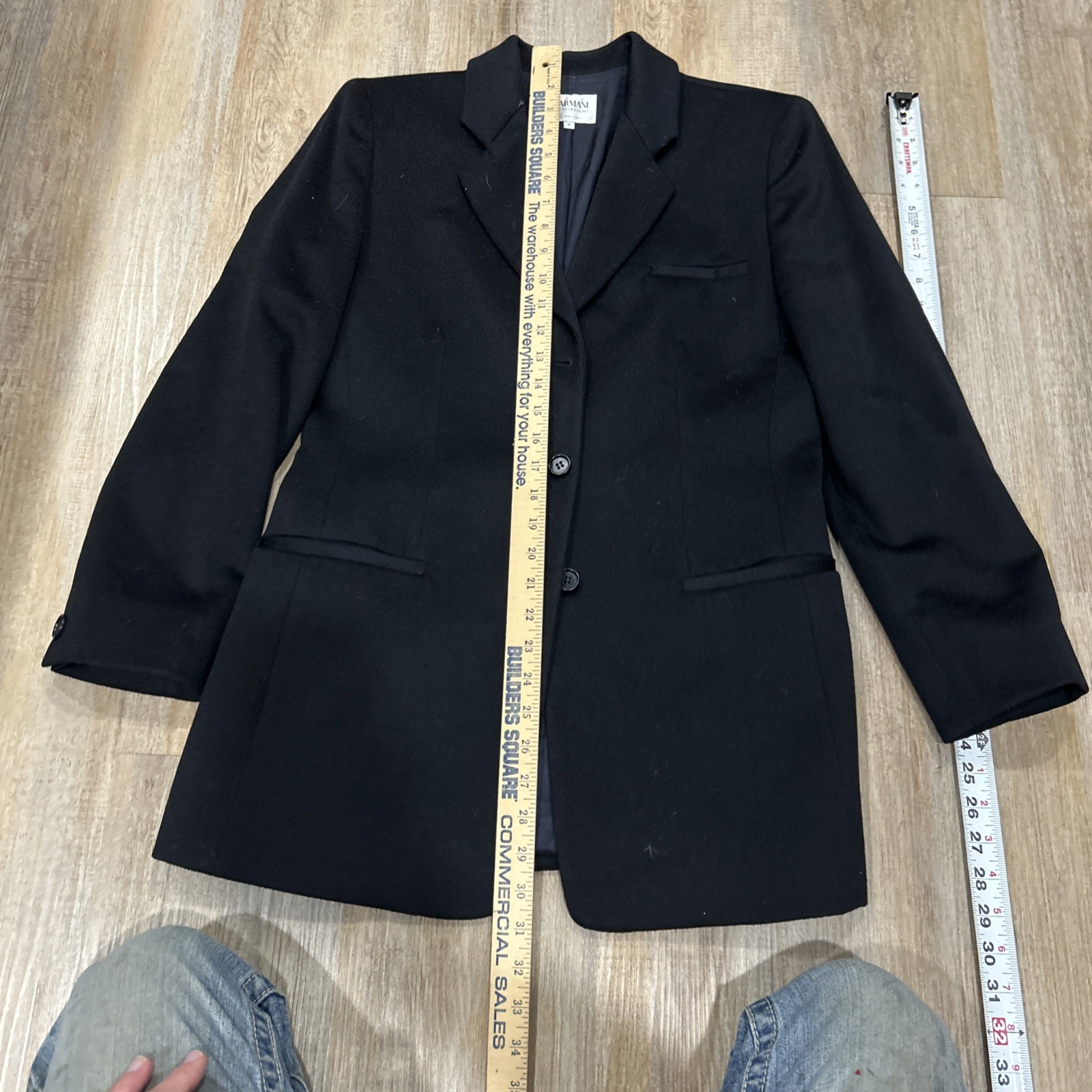 Armani Collezioni Blazer Womens Black Wool Mohair Single Breasted Jacket Size 10