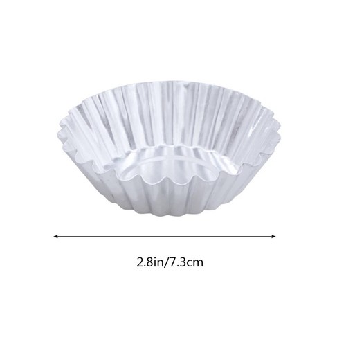 Set of 4 Silver Aluminum Fluted Round Baking Molds, 2.8 in, Easy to Clean - Picture 2 of 3