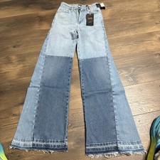 Lee Women's Jeans Patchwork Flare Sz 25 Blue Denim