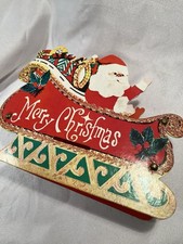 Vintage Cardboard Folding Santa Sleigh Christmas Decoration