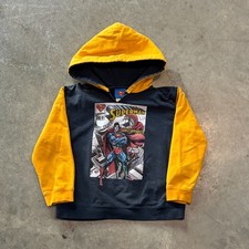 Vintage 00s Superman Graphic Two-Tone Hoodie Youth Size Small 6-8 Blue Yellow