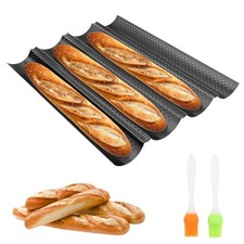 4 Mulden Baguetteblech Backblech Antihaft Baguette Backform Gitterblech
