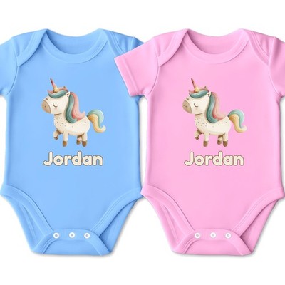 Personalisierter Einhorn Baby Body Kurzarm weiche Baumwolle beliebiger Name Andenken
