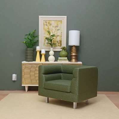 GREEN chair LIVING ROOM lounge DOLL FURNITURE diorama PROP 1/6 scale for BARBIE