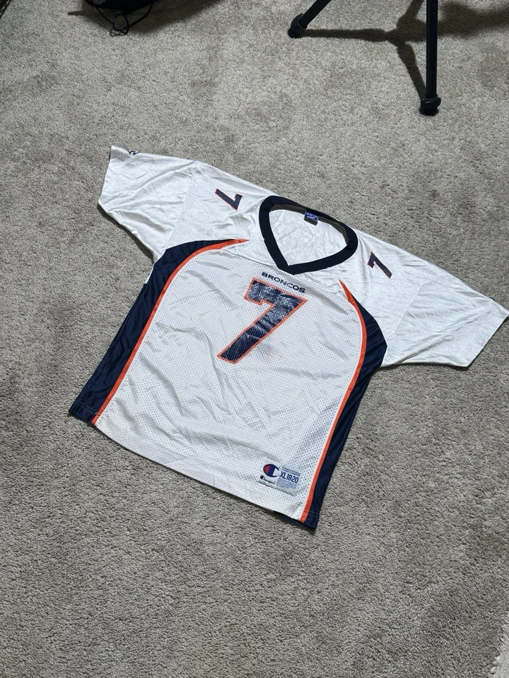 Camiseta de fútbol vintage de los 90 blanca y naranja campeón Denver Broncos Elway YouthXL Foto 3 de 4