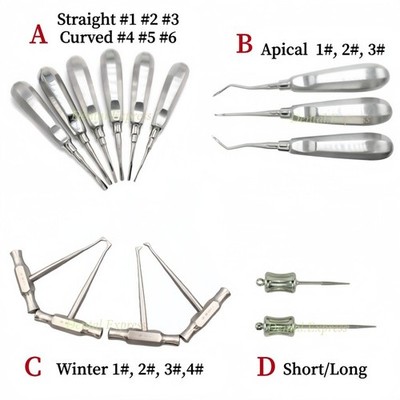 Dental Tooth Extraction Forceps Pliers Elevator Apical Root Tip Extractor Drills
