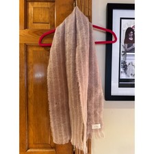 Highlands Mohair Wool Scarf Made in Scotland Pink Fuzzy Fringe Winter