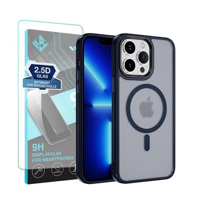 Magsafe Magnet Handyhülle für Apple iPhone 13 Pro Blau Case Cover 9H Displayglas