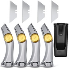 4 Pcs Silver Fixed Blade Roofing Knives with Replacement Blades, Vinyl