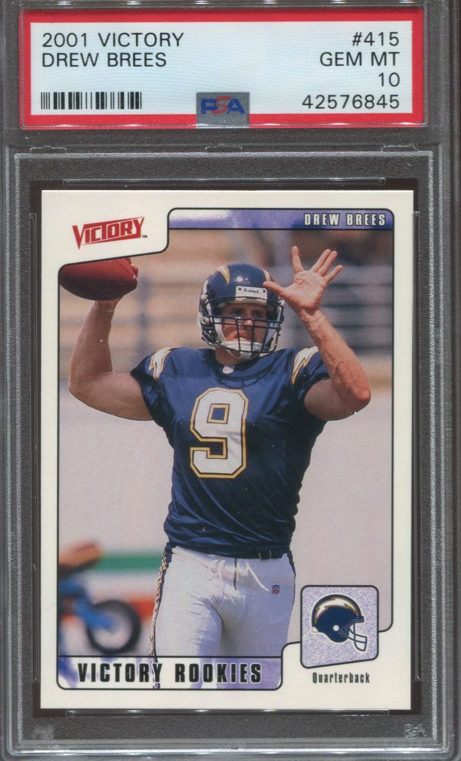2001 Upper Deck Victory Drew Brees #415 Rookie RC PSA 10