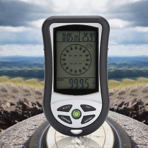 Black Multi Function Digital Altimeter Barometer Compass Weather Forecast For - Picture 3 of 7