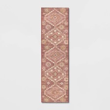 2'x7' Southbury Washable Printed Diamond Persian Style Runner Rug Rust