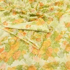 Vintage Saree Ivory Pure Chiffon Silk Printed Sari Craft Fabric Sewing 5Yd Soft