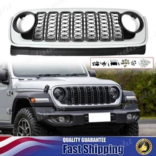For Jeep Wrangler JL / Gladiator JT 2018-2024 Rubicon Style Grille Bright White