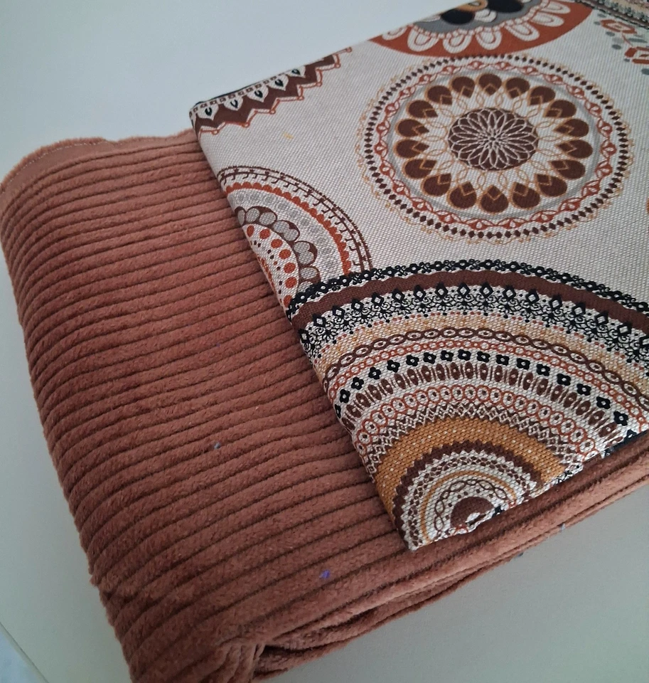 Oeko-Tex Stoffpaket 2 x 50 x 140/150 cm Canvas + Breitcord cognac - Bild 2 von 2