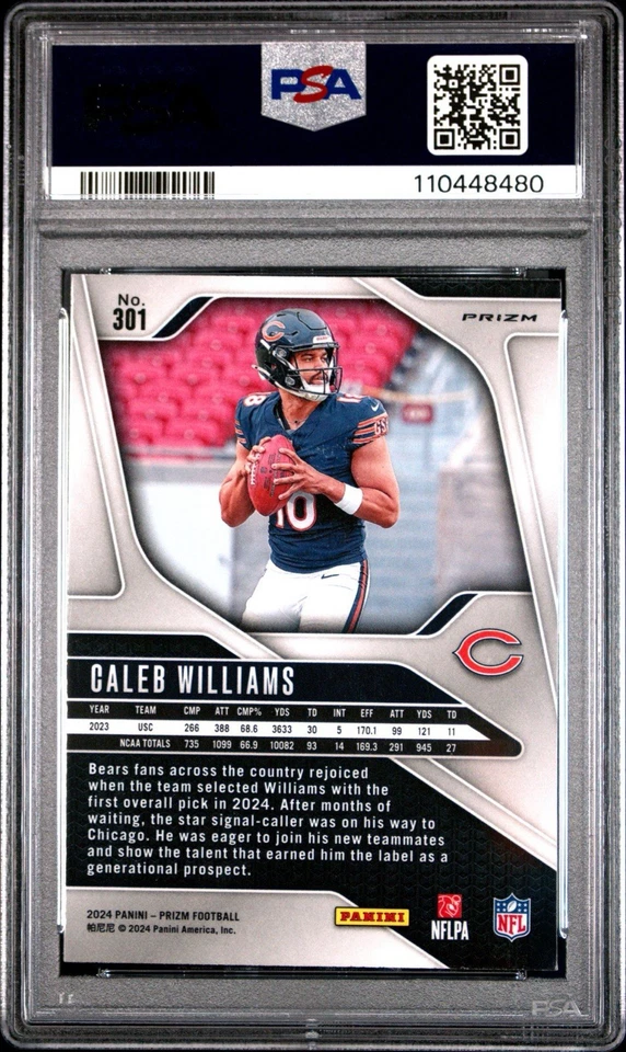 2024 PRIZM CALEB WILLIAMS ROOKIE CARD PSA 9 DA BEARS - Image 2 of 2