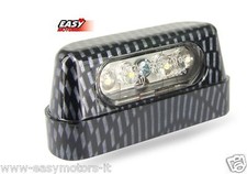 KENNZEICHENLEUCHTE KENNZEICHENHALTER 4 LED FÜR MOTORRAD UND SCOOTER CARBON UNIVERSAL ZUGELASSEN