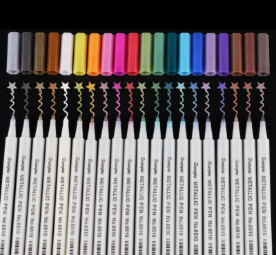 Metallic Marker Stifte, 20 Farben Metallic Pinselstifte für Fotoalbum Gästebuch