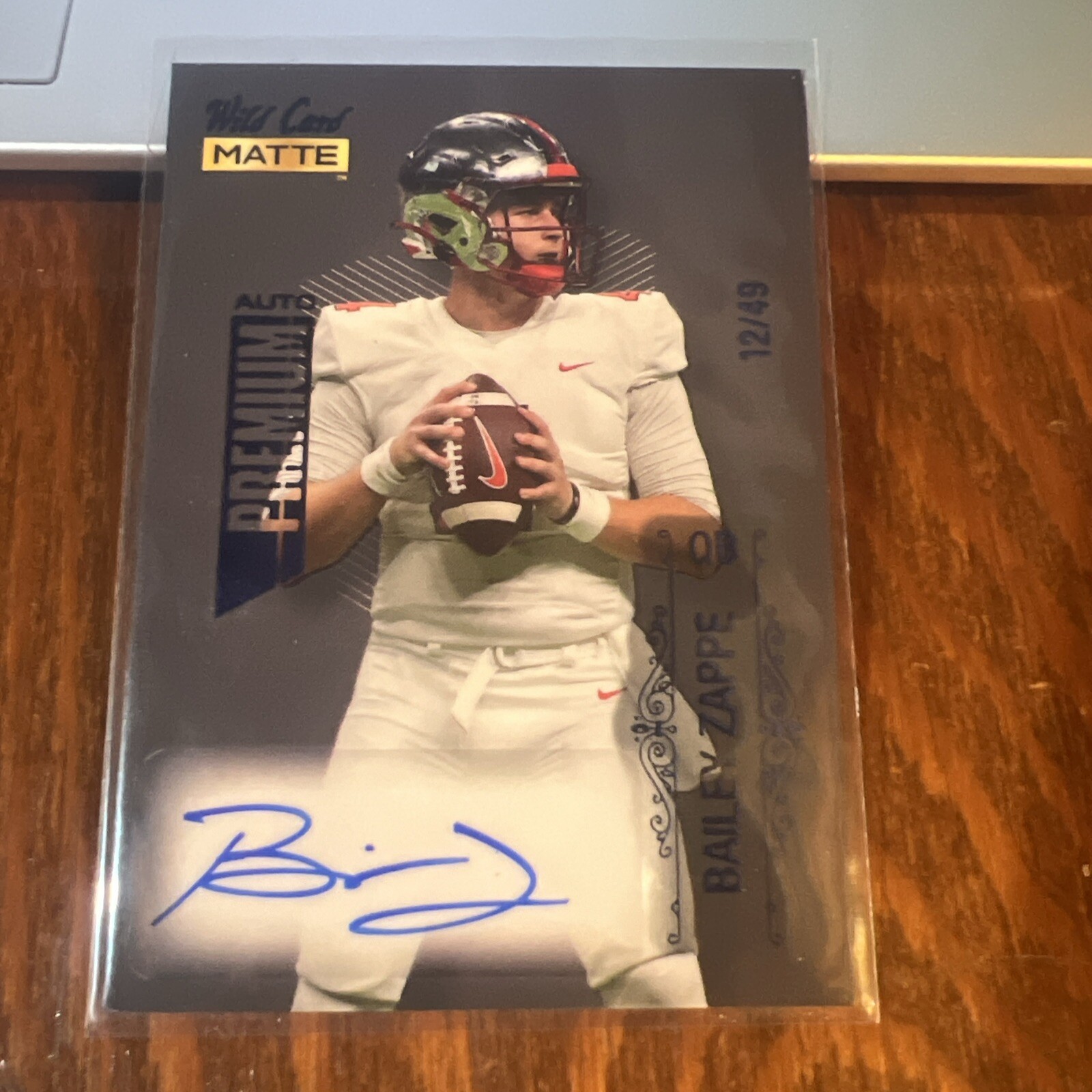Bailey Zappe Wild Card Matte Silver Draft Picks Autographs #MBA Blue Foil