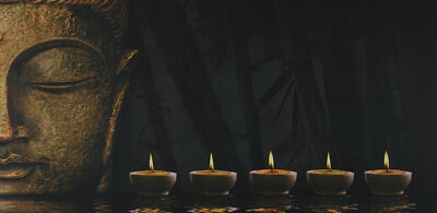 LED-Bild mit Beleuchtung, Timer MVG-zertifiziert 110x55cm Buddha flackernd