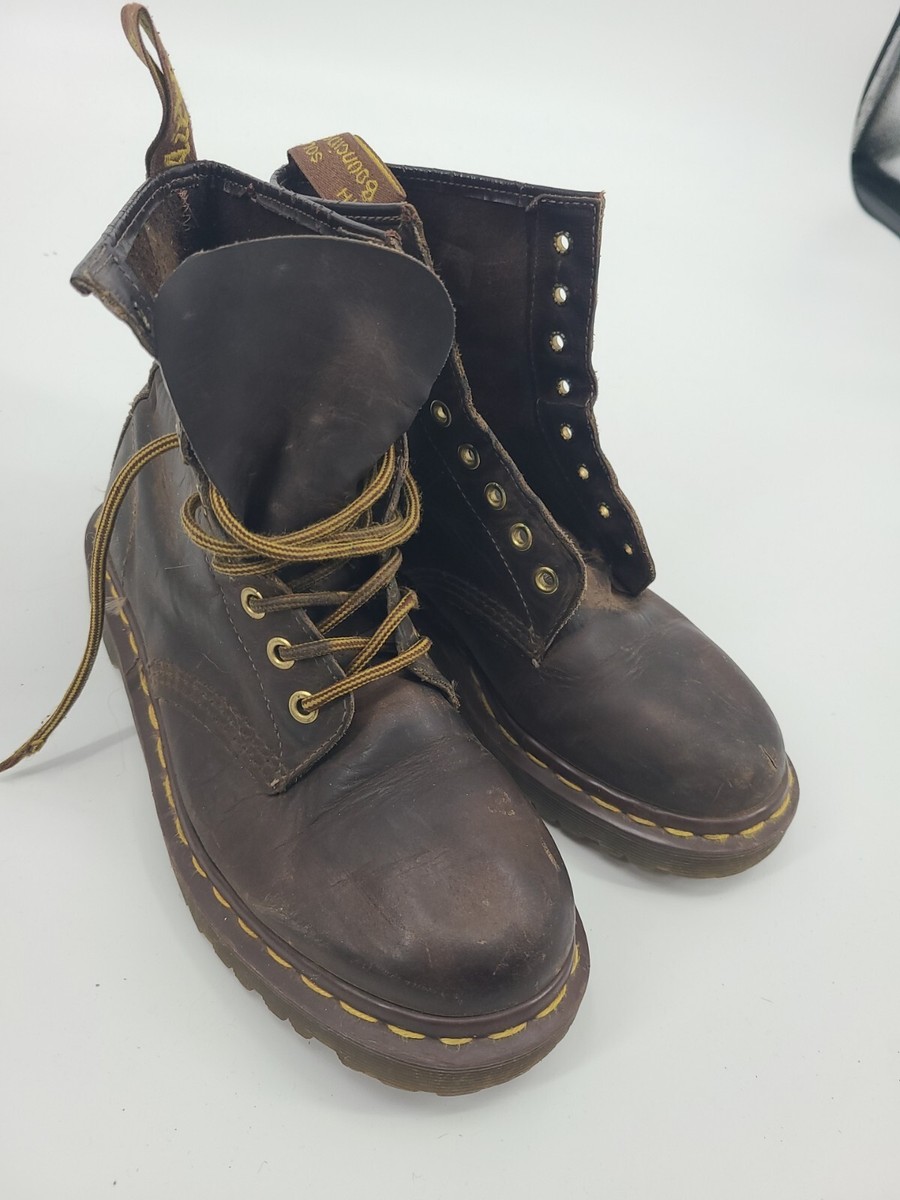 Dr. Martens Doc England Rare Vintage Brown Leather Boots Size 7