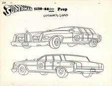 Superman Serie de TV Estudio de Producción Copia LEX LUTHOR LIMUSINA Modelo Hoja / Gil Kane