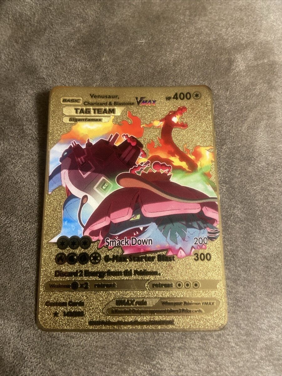 POKEMON Gold Charizard Blastoise Venusaur Vmax Tag Team Card POKEMON Gold Charizard Blastoise Venusaur Vmax Tag Team Card