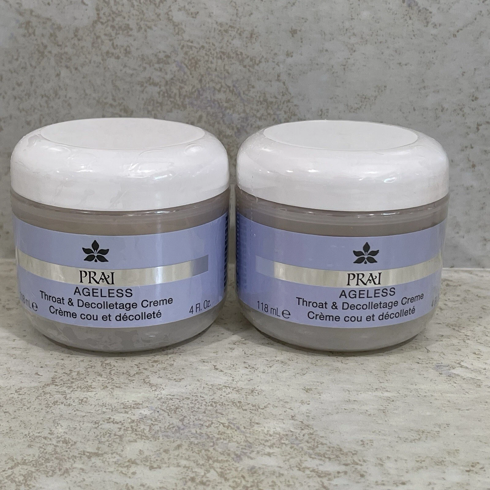 PRAI Ageless Throat & Décolletage Crème 4 fl oz Lot of 2 New Old Stock Sealed