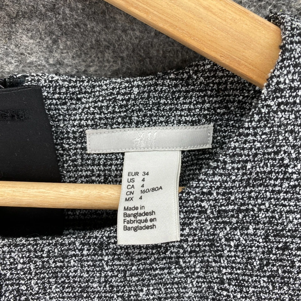 Vestido H&M Mujer 4 Gris Vaina Midi Cremallera Forrado Sin Mangas Cuello Redondo Informal Foto 3 de 4