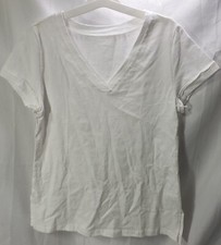 Women's V- Neck Short Sleeve Tee, White, Medium